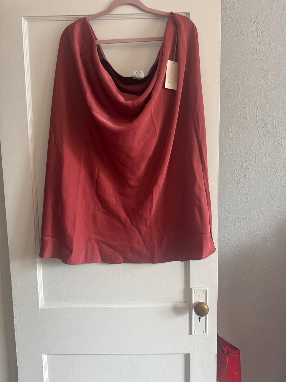 a new day Rust Red Midi Skirt